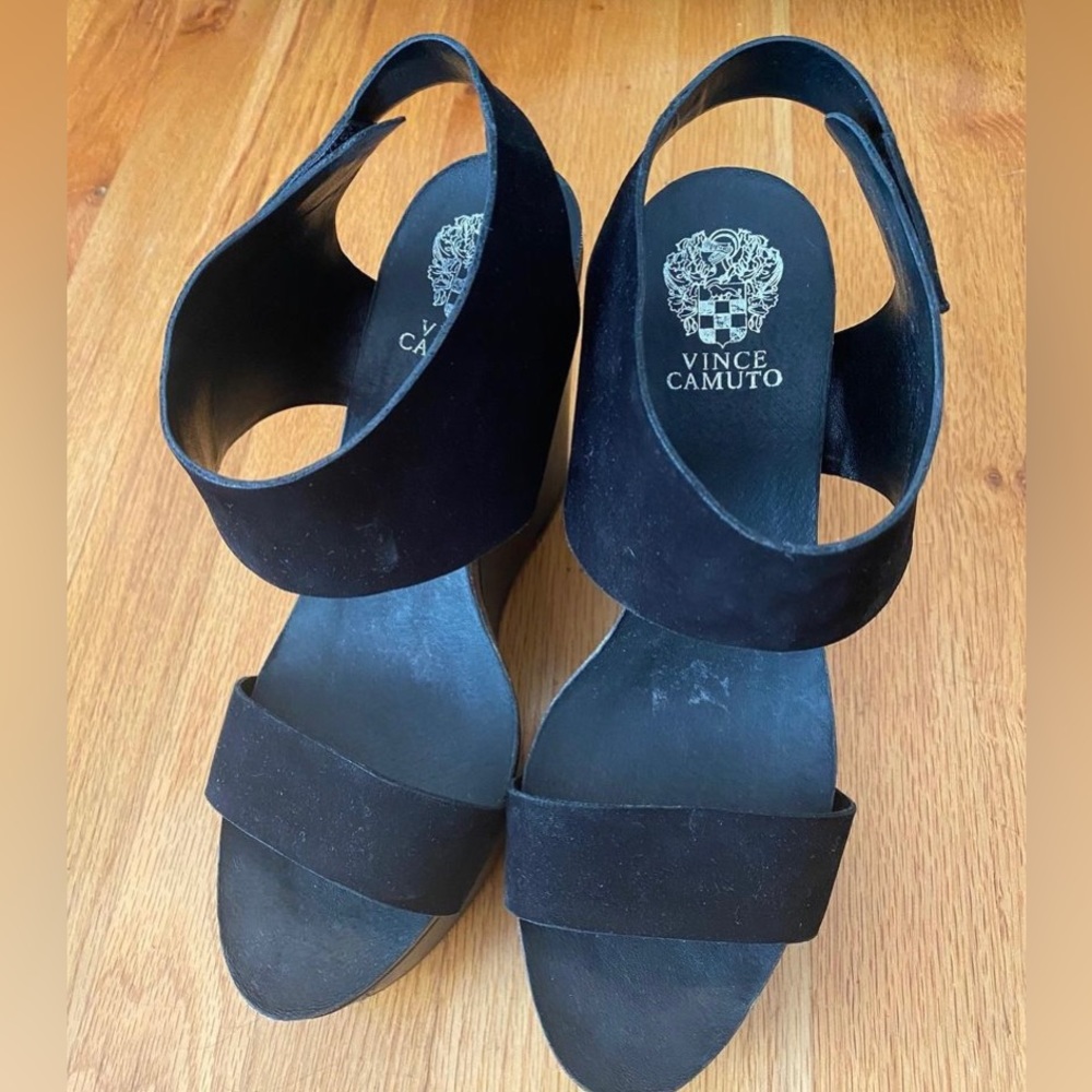 Vince Camuto black suede wedge